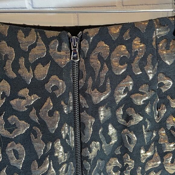 Kenneth Cole Black/Gold Cheetah Mini Skirt Sz 4P - Picture 5 of 8